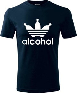 granatowa Męska koszulka - Alcohol, śmieszna i wyjątkowa. T-shirt jak znane logo ADIDAS. Dostępne wszystkie rozmiary S, M, L, XL, XXL, XXXL, XXXXL. Zapraszamy do zakupu.