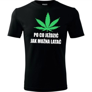czarna Męska koszulka - Po co jeździć jak można latać.