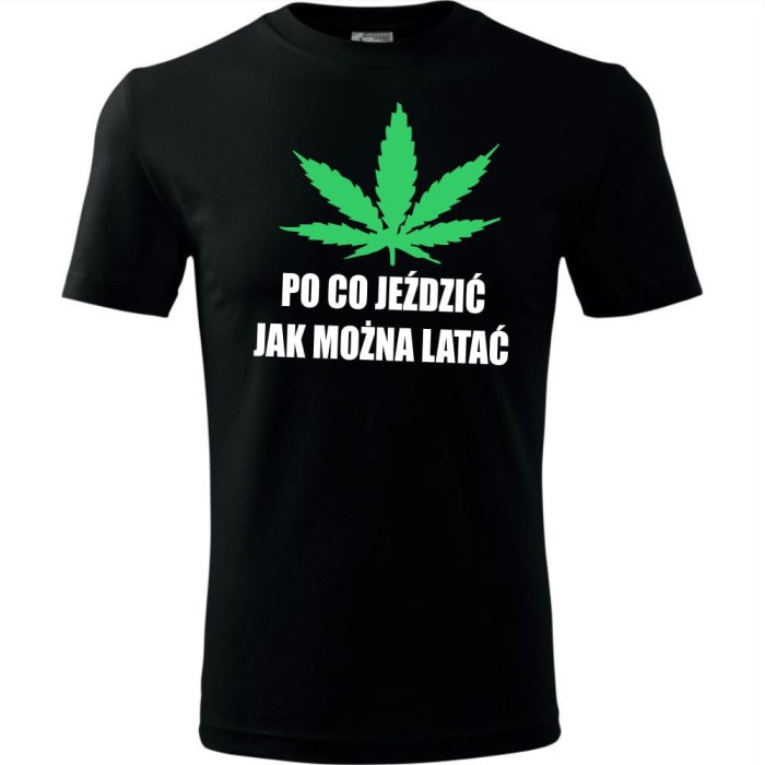 czarna Męska koszulka - Po co jeździć jak można latać.
