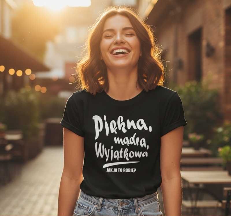 Piękna, Mądra, Wyjątkowa - Koszulka Damska - Prezent dla Niej