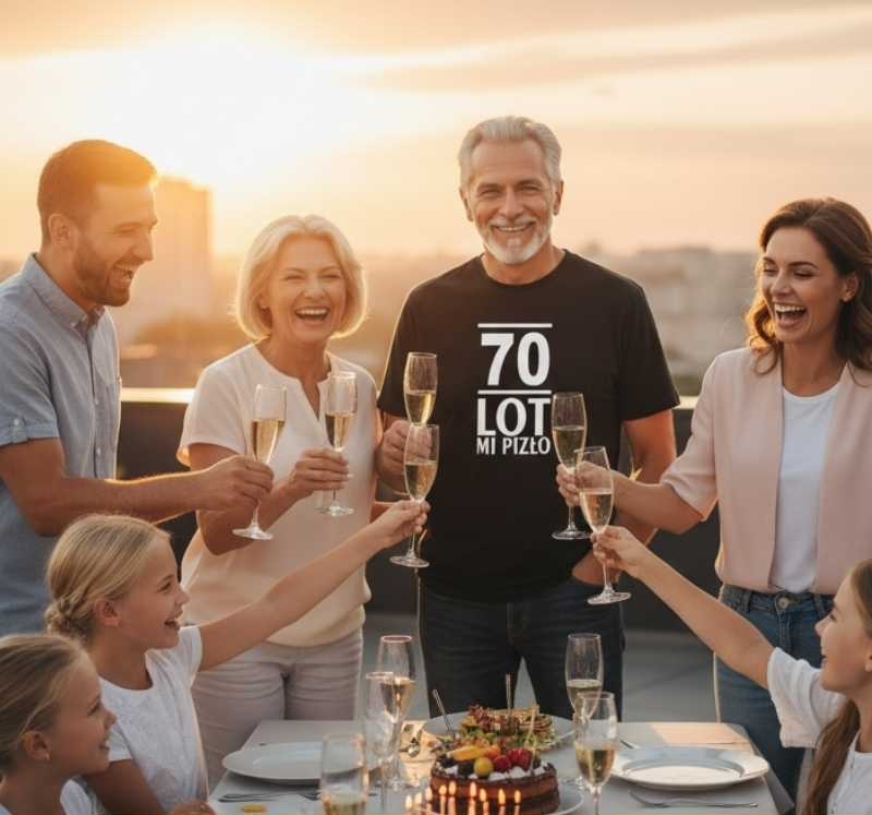 70 Lot Mi Pizło - Śmieszna Koszulka Męska - Na 70 Urodziny
