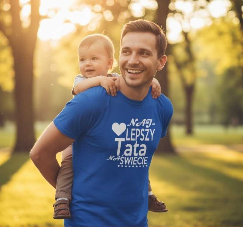 Najlepszy Tata na Świecie - Koszulka Męska - Na Dzień Taty