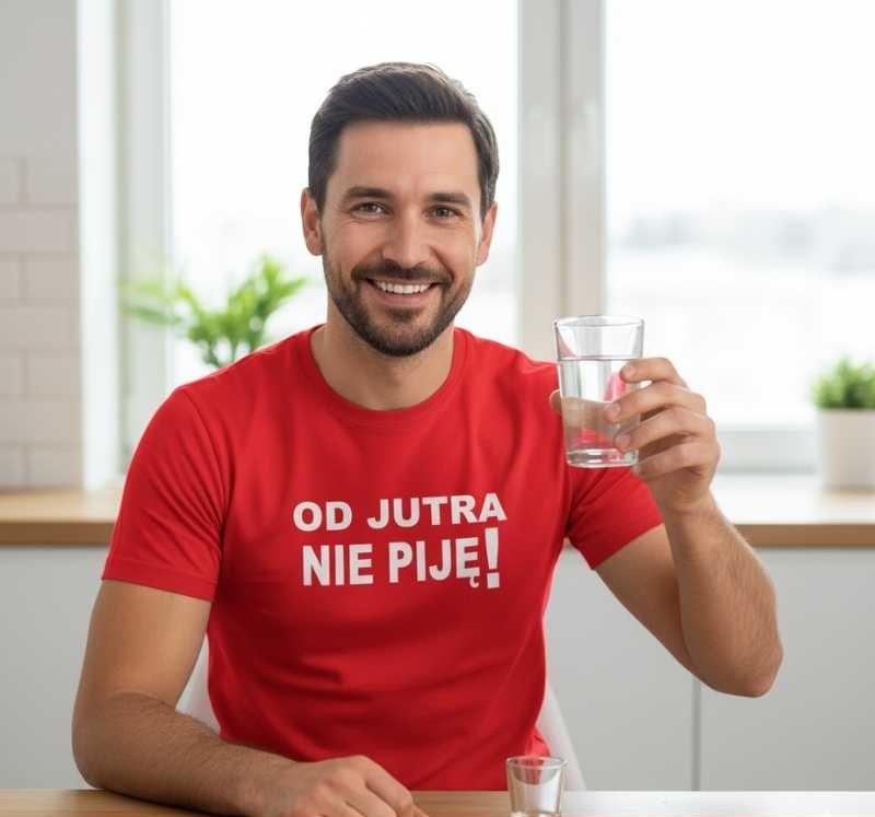 Od Jutra Nie Piję - Śmieszna Koszulka Męska - Prezent dla Kumpla