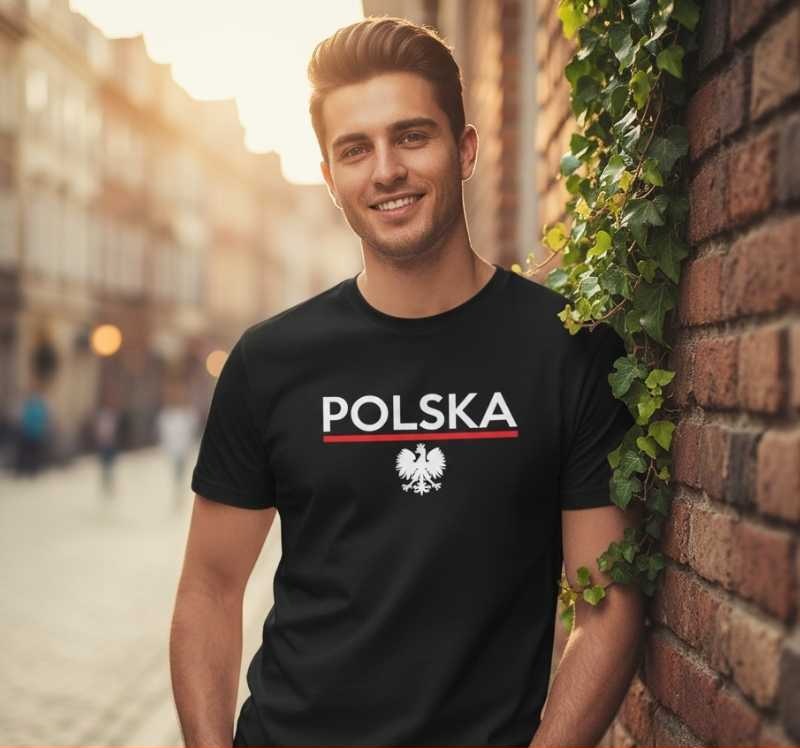 Polska z Orłem - Koszulka Męska - Dla Kibica Reprezentacji