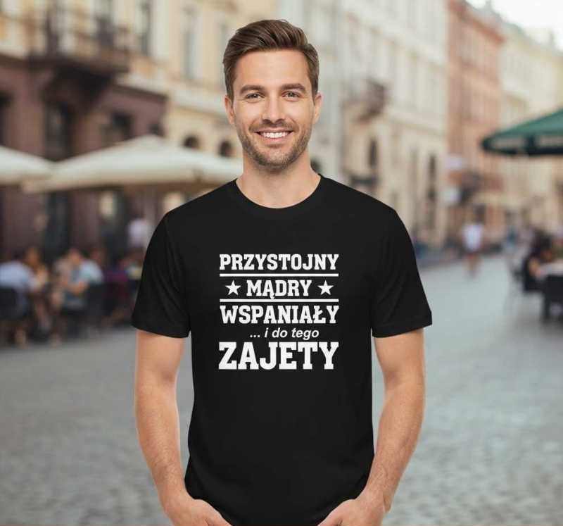 Przystojny, Mądry, Wspaniały - Koszulka Męska z Napisem