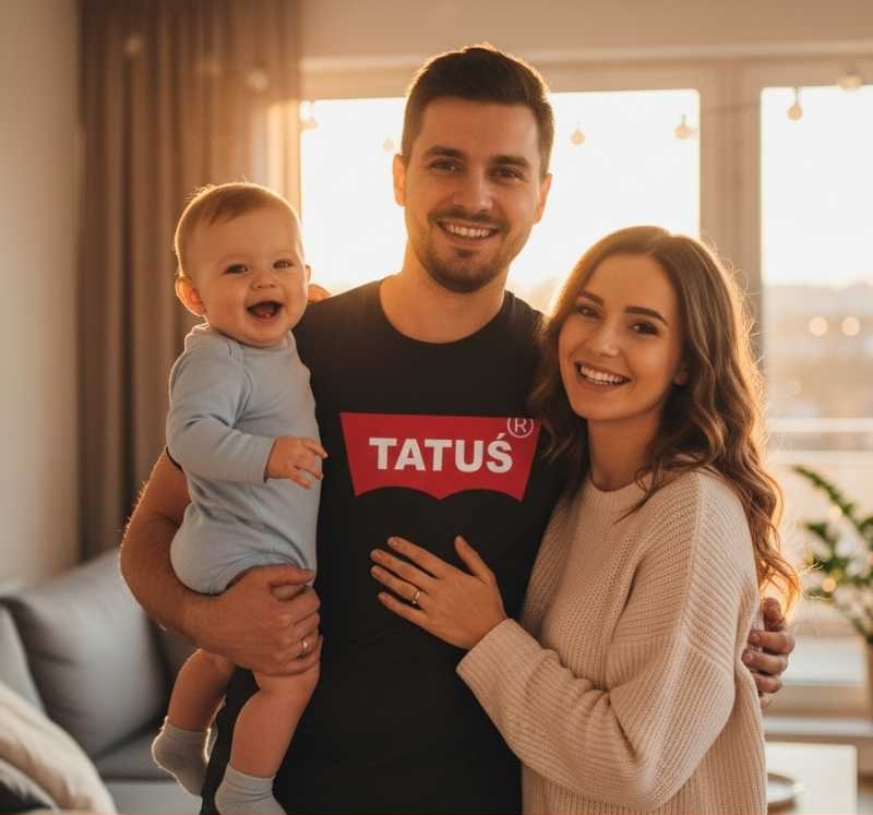 Tatuś - Koszulka Męska z Napisem - Prezent dla Taty