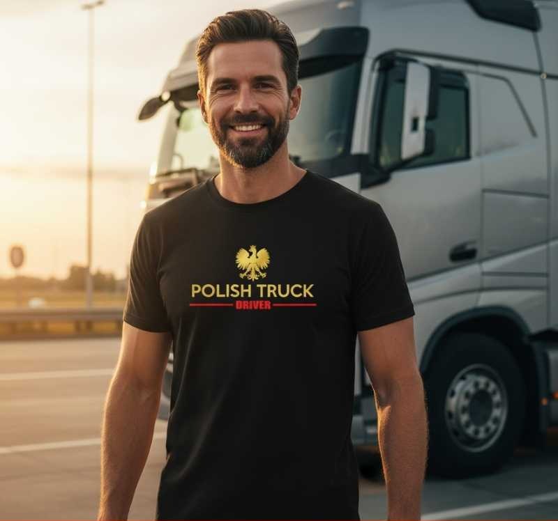 Polish Truck Driver - Koszulka Męska - Prezent dla Kierowcy Tira