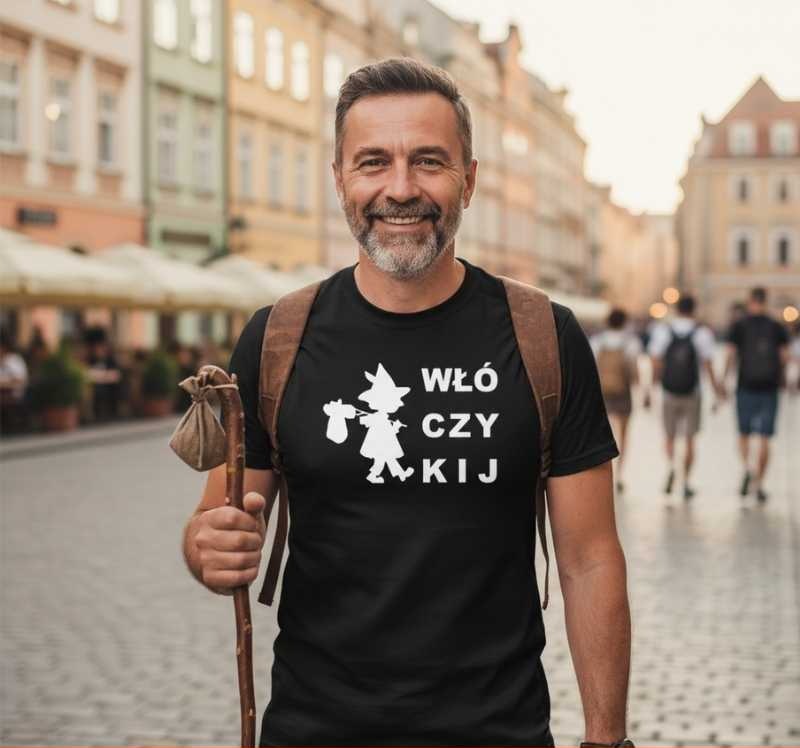 Włóczykij - Koszulka Męska z Napisem - Prezent dla Podróżnika