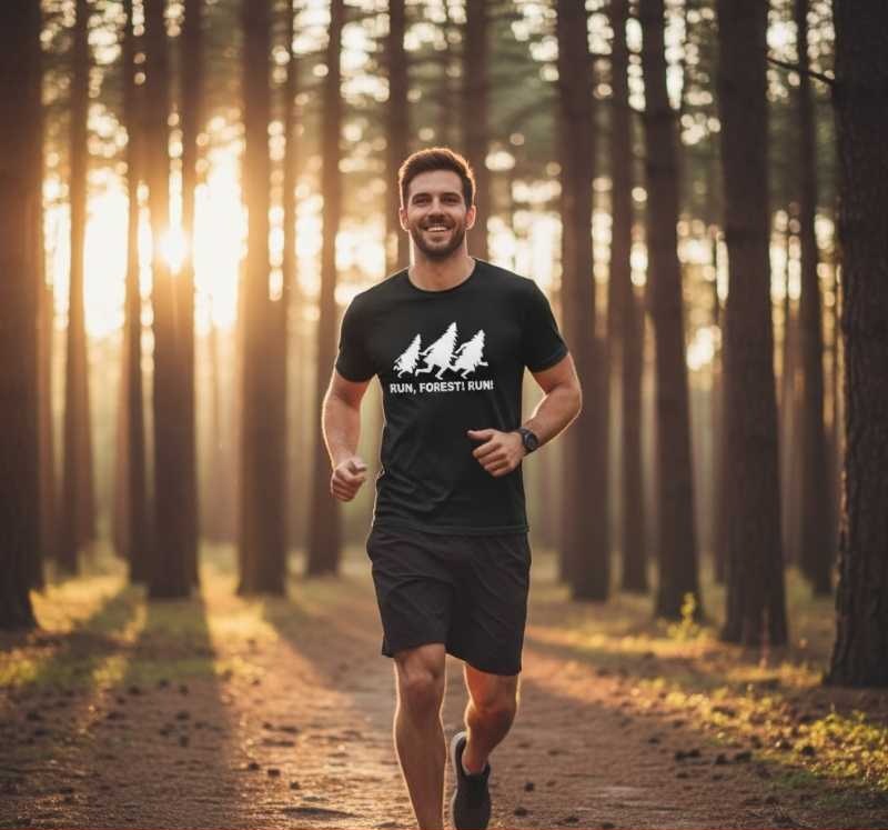 Run, Forest! Run! - Koszulka Męska - Prezent dla Biegacza