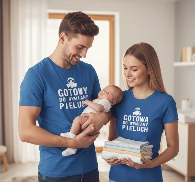 Gotowa i Gotowy do Wymiany Pieluch - Śmieszne Koszulki dla Pary