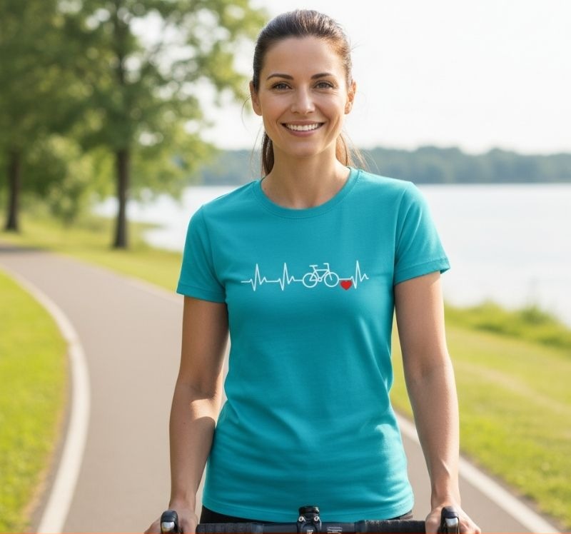 Linia Życia - Rower - Koszulka Damska - Prezent dla Rowerzystki
