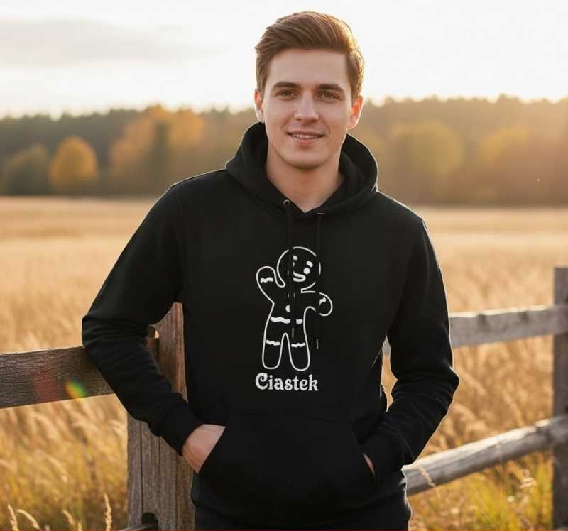 Ciastek - Bluza Męska z Kapturem i Napisem - Na Walentynki