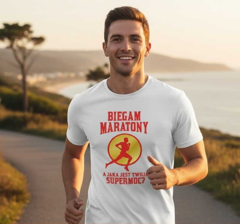 Biegam Maratony, a Jaka Jest Twoja Supermoc? - Koszulka Męska