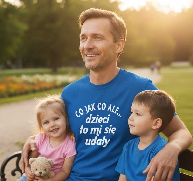 Co Jak Co, ale Dzieci To Mi Się Udały - Koszulka Męska z Napisem
