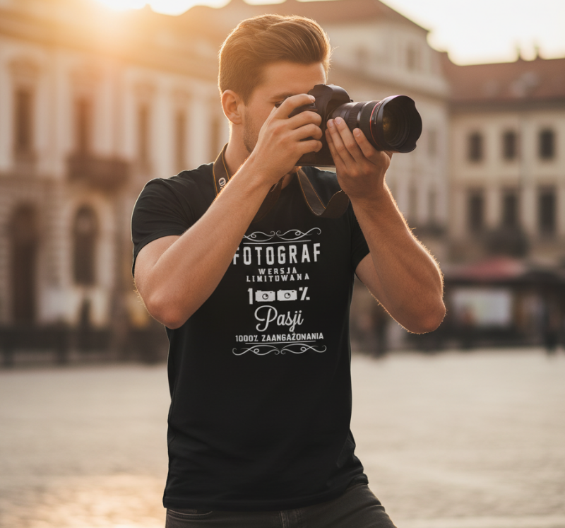 Fotograf - Wersja Limitowana - Śmieszna Koszulka Męska z Napisem
