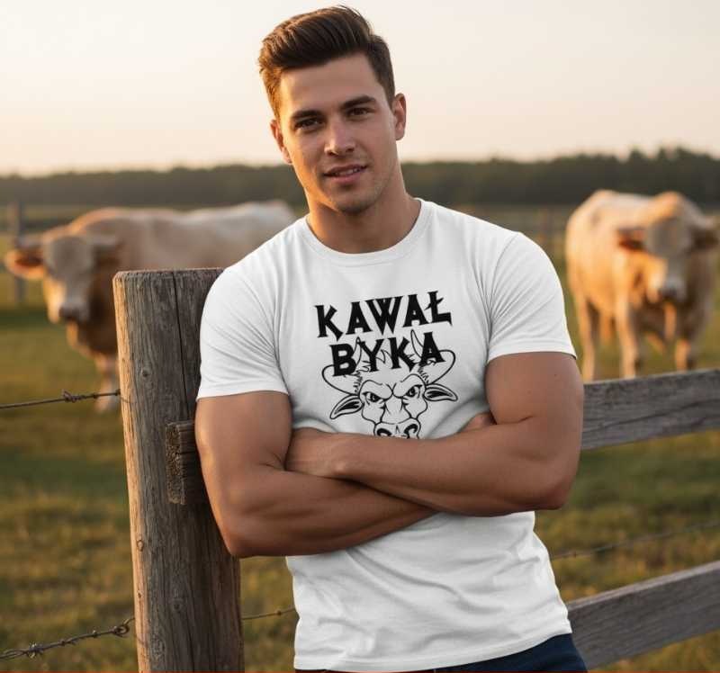Kawał Byka - Śmieszna Koszulka Męska z Napisem - Na Siłownię