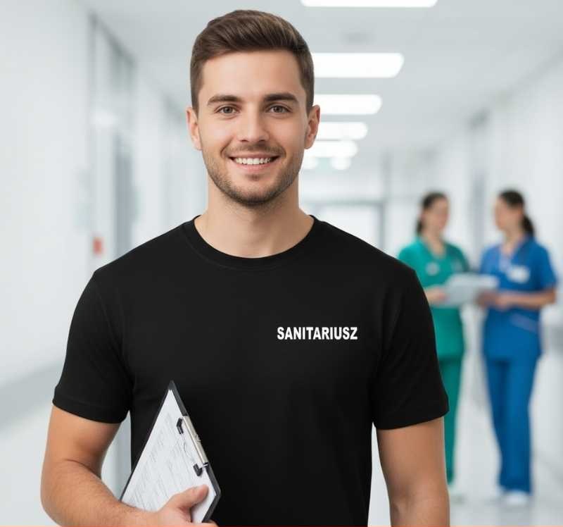 Sanitariusz - Koszulka Męska z Napisem - Do Pracy