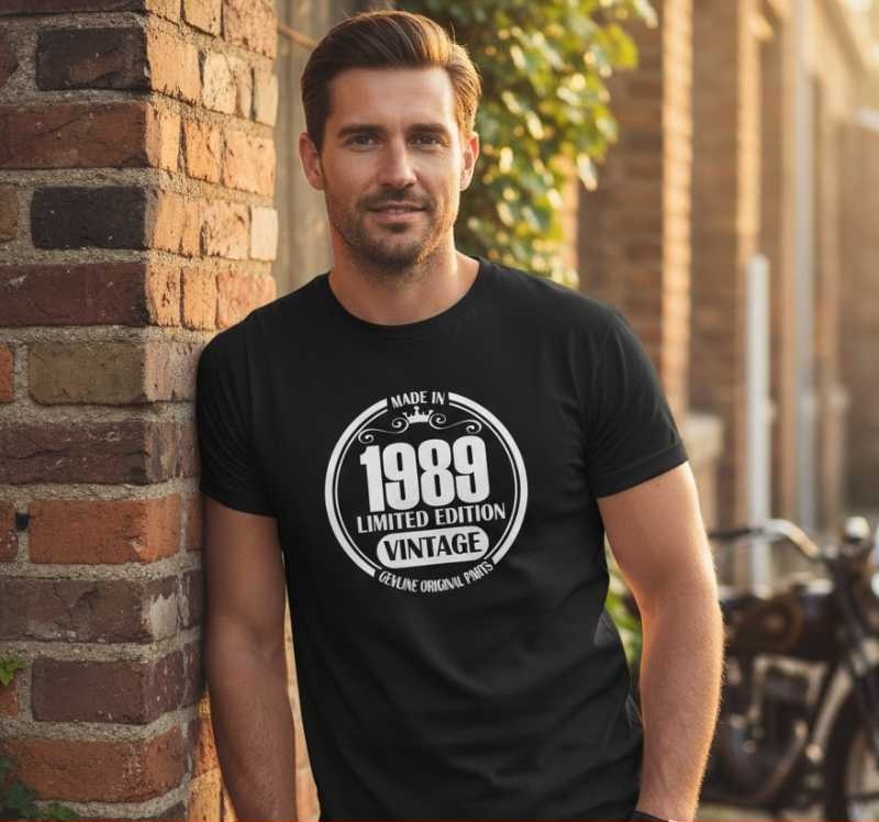 Vintage Limited Edition + Rok - Koszulka Męska z Napisem