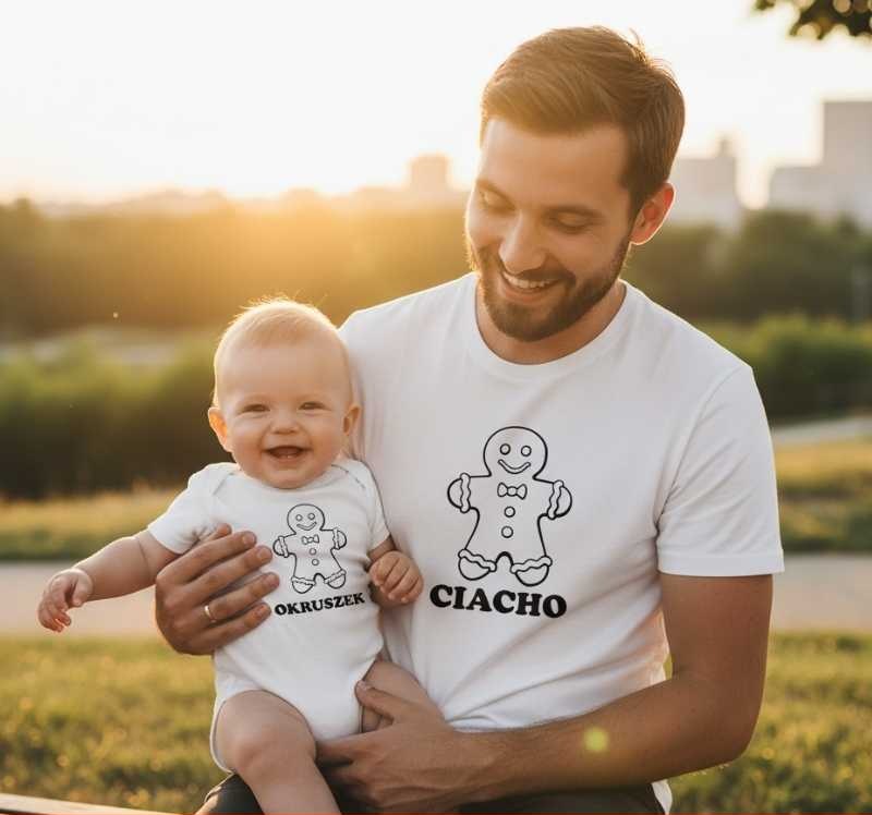 Ciacho i Okruszek - Zestaw Koszulka i Body dla Taty z Napisem