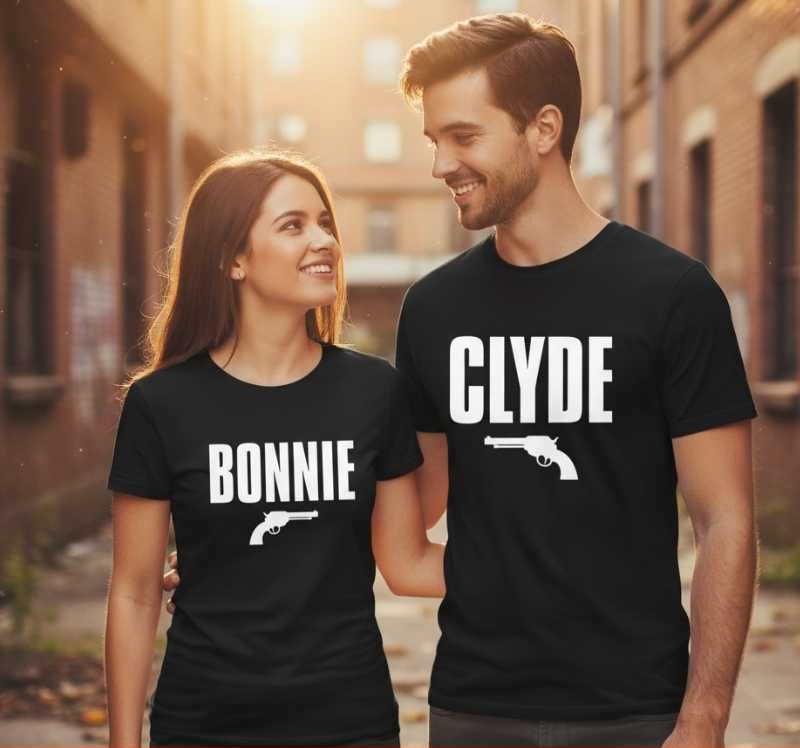 Bonnie & Clyde - Zestaw Koszulek dla Pary - Na Walentynki