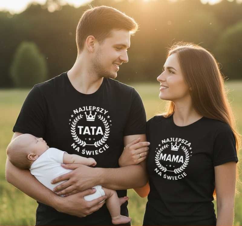 Najlepsza Mama i Tata - Koszulki dla Pary - Prezent na Urodziny