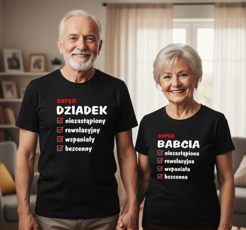 Zalety Super Babci i Super Dziadka - Zestaw Koszulek dla Pary
