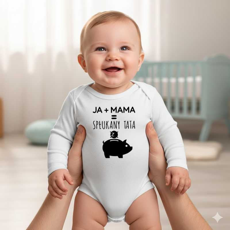 Ja + Mama = Spłukany Tata - Śmieszne Body Niemowlęce z Napisem