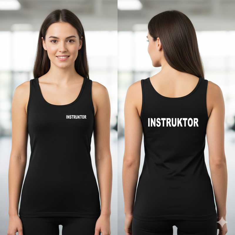Instruktor - Tank Top Damski z Napisem - Przód i Tył
