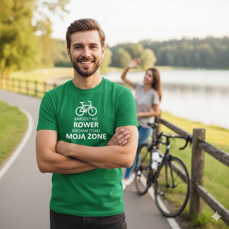 Bardziej Niż Rower Kocham Tylko Moją Żonę - Koszulka Męska