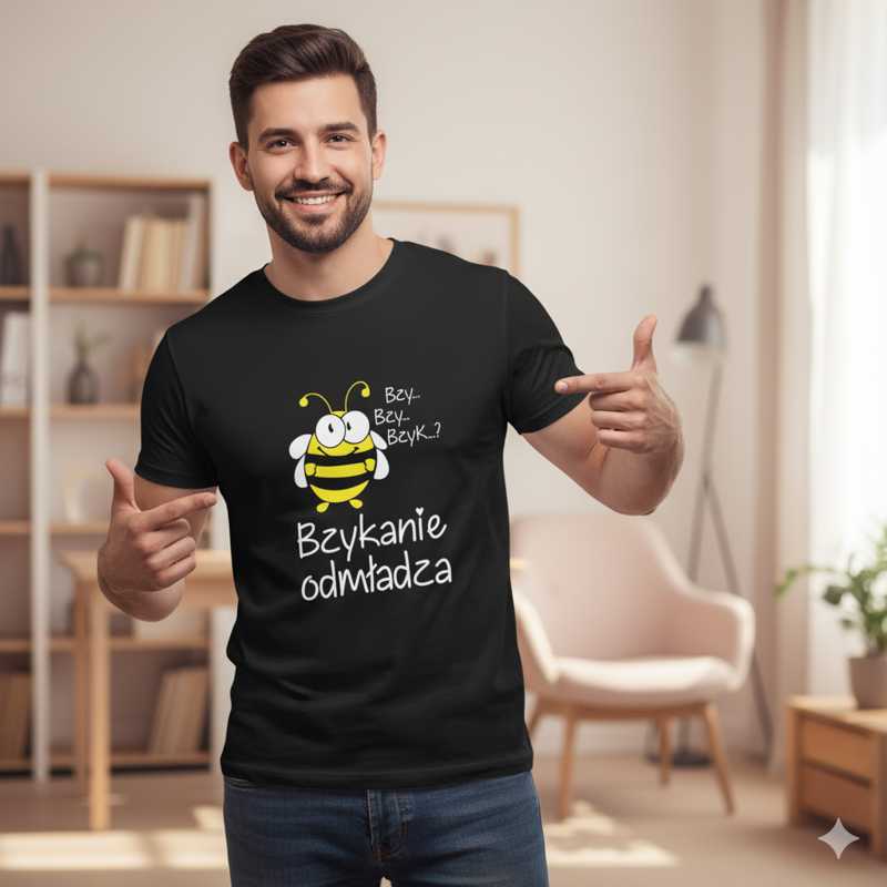 Bzyk**** Odmładza - Śmieszna Koszulka Męska - Prezent dla Niego