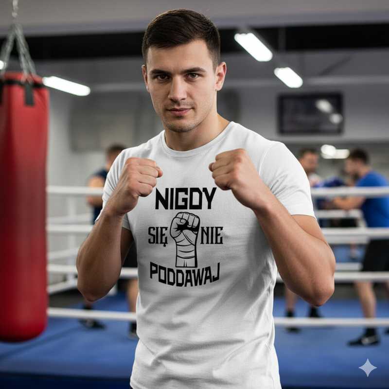 Nigdy Się Nie Poddawaj - Koszulka Męska - Dla Fanów Sztuk Walki