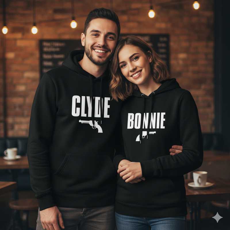 Bonnie i Clyde - Zestaw Bluz dla Pary - Prezent dla Pary
